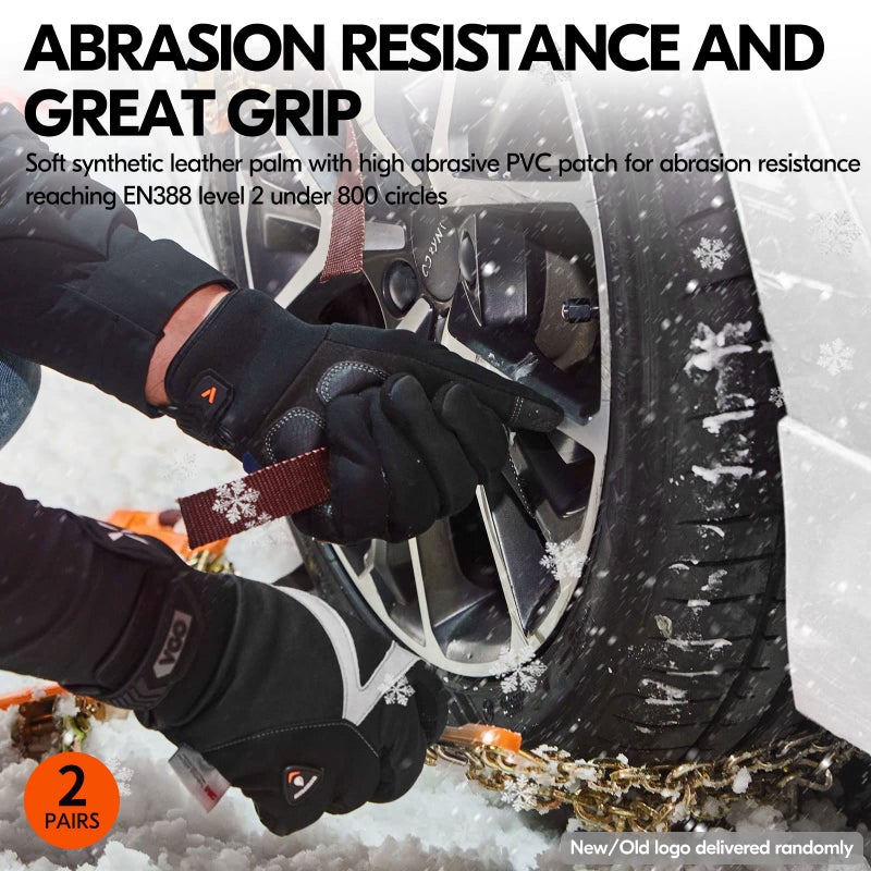Vgo... 2-Pairs -4â„‰ or above 3M Thinsulate C100 Lined High Dexterity Touchscreen Synthetic Leather Winter Warm Work Gloves, Waterproof Insert (Size XL, Black, Fluorescent Green, SL8777FW) - Image 4